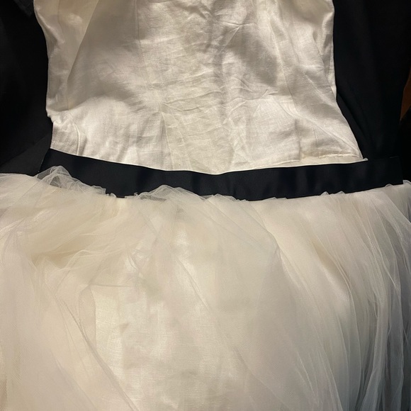 Linen-Tooling Dress,Two pieces-Off White/Blk waist - Picture 7 of 7